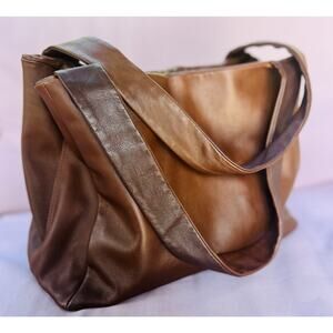 Aldo Filosini Rome Italy Leather Craftsman Handbag Shoulder Bag Brown 11x9x6”